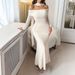Strapless Long Sleeve Bodycon Maxi Dress For Women Party Club Evening Wear_ecoleips.com