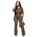 Women's Fashion Leopard Print Two Piece Set Sexy Trendy Short Sleeve Clothing_ecoleips.com