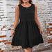 Elegant And Fashionable Women's Vest Dress, With Texture Design, Round Neck And Lotus Leaf Hem, Suitable For Summer_ecoleips.com
