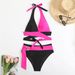 Women's Clothing Split Swimsuit Color Matching Sexy Deep V Lace Swimsuit_ecoleips.com