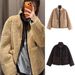 Women's High Neck Long Sleeve Fur Coat Casual Office Lady Street Style Versatile Coat With Pockets_ecoleips.com