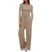New Arrival Women's Solid Color Casual Set Top High Waisted Wide Leg Pants Sportswear Long Sleeved High Waist Wide Leg_ecoleips.com