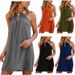 2026 Women Halter Sleeveless Solid Sequined Slim Fit Dress, Casual Elegant Summer Dress_ecoleips.com