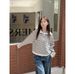 European And American Style Polo Collar Sweatshirt For Women, Half-zip Short Autumn Jacket, Striped Long-sleeve Pullover_ecoleips.com