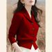 Fashionable Elegant Solid Color Turn-Down Collar Knitted Cardigan Women, Autumn Winter Long Sleeve Top For Women_ecoleips.com
