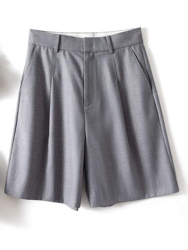 K High Waisted Suit Shorts For Women, Loose Casual Five Quarter Pants, A-line Casual Wide Leg Pants_ecoleips.com