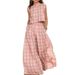 Women's Sleeveless Plaid Wide Leg Pants Set European American Style Summer Casual Fashion Two Piece Trendy Cross Border_ecoleips.com