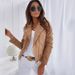 K Ladies' Fashionable Casual Motorcycle Zipper Button Jacket_ecoleips.com