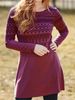 Autumn And Winter New Plush Celebrity Style Printing Long-sleeved Crew Neck Dress Women's Clothing_ecoleips.com