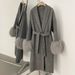 Women's Clothing Luxury Double-Faced Wool Coat Cashmere Blend With Fox Fur Cuffs, Elegant Loose Fit, Long & Short Styles (Grey, Beige, Oatmeal)_ecoleips.com