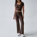 Spring And Summer Women's Wear Y2k Sporty Casual Style U-Neck T-Shirt And Long Pants Knitted Two-Piece Set_ecoleips.com