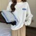 European American Real Shot 6535 Cotton Waffle Sweatshirt For Women, Round Neck, Loose Fit, Spring And Autumn 2025 New_ecoleips.com