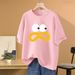 Women's Clothing Cartoon Straight Shoulder Short Sleeved T Shirt For Women In Summer 2024 New Design Niche Large Size Casual Loose Slim Tops_ecoleips.com