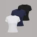 Women's Slim Fit T-Shirt Set 3 Piece Summer Round Neck Short Sleeve Clothing_ecoleips.com