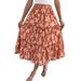 Floral Ruffle Hem Midi Skirt For Women, Boho Chic Spring Summer Beach Maxi Skirt With Elastic Waist, A-Line Flowy Casual Dress_ecoleips.com