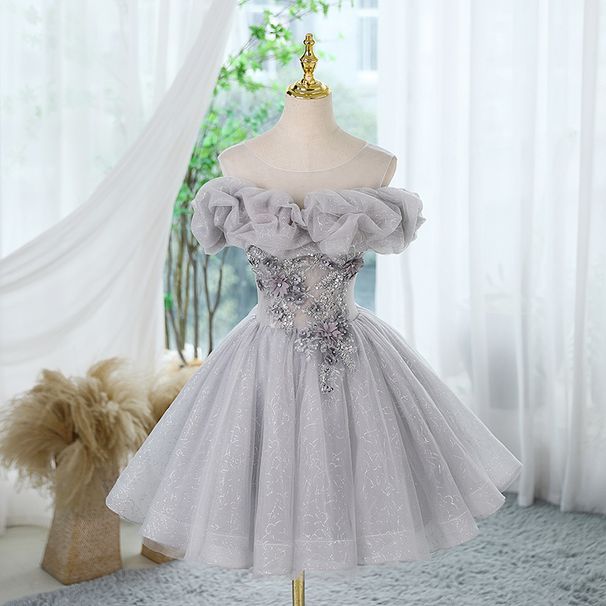 Women's Clothing Dress Princess Dress Female New Birthday Party Fairy Adult Ceremony Short Petite Wedding Dress_ecoleips.com