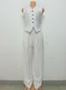Women's Clothing Retro Solid Color Single Breasted Vest Vest Two Piece Set High Waist Wide Leg Trousers Fashion Suit_ecoleips.com