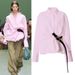 New Pleated Waist Shirt White Casual Design Belt Fashion Temperament Midi Top_ecoleips.com