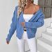 European American Cross-border Autumn And Winter Solid Color Buttoned Hollow-out Women's Knitted Cardigan_ecoleips.com