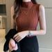 Women's Clothing Women's Sleeveless Vest Mid Neck Ice Silk Knit Top Slim Fit Summer Style Base Layer Outerwear Fashionable Inner Layer_ecoleips.com
