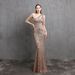 Women's 18519#dress female fairy fantasy celebrity party party evening dress sexy long slim toasting dress bride_ecoleips.com