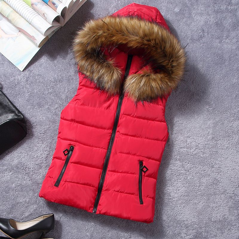 Women's Clothing New Down Cotton Vest Women Autumn And Winter Short Women's Hooded Cotton Coat Winter Vest Jacket_ecoleips.com