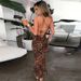 European American Fashion Women's Clothing 2025 Autumn And Winter New Leopard Print Sexy Backless Lace-up Slim-fit_ecoleips.com