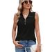 European And American Cross-Border Foreign Trade 2025 Spring/Summer Solid Color Zipper Collar Loose Vest Casual_ecoleips.com