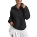 Autumn/Winter Long-Sleeve Buttoned Pullover Fashionable Casual Women's Fleece Sportswear_ecoleips.com