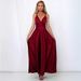 Elegant Satin V-Neck Long Evening Dress For Women, A-Line Formal Gown With Slit, Strap Summer Party Dress For Banquet, Wedding, Prom_ecoleips.com