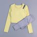 Yoga Suit With Chest Pad Long Sleeved Sports Top New Fitness Suit Pilates Training Suit_ecoleips.com