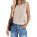 Women's Round Neck Sleeveless Ruffled Casual Vest Summer Fashion_ecoleips.com