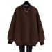 Korean-style High-end Round-neck Sweatshirt For Women, Autumn And Winter, Fleece-lined, Thickened, Warm, Loose, Solid_ecoleips.com