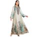 Women's Long Dress Digital Print V Neck Casual Loose Elegant Fashion Cross Border E Commerce Muslim Clothing_ecoleips.com