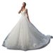New Sexy V Neck Double Shoulder Trailing Wedding Dress_ecoleips.com