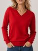 Basic V-neck Knit Sweater For Spring And Autumn, Soft And Comfortable, Long-sleeved Pullover Top, Casual And Versatile, Elegant._ecoleips.com
