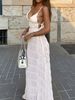 2026 Spring Summer New Halter Tie Sexy Open Back Lace Trim Cami Top, Beach Cover Up_ecoleips.com