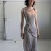 European And American Style Autumn Winter New Cross-Border Women's Fashion Pleated Round Neck Sleeveless Elegant Slim_ecoleips.com