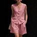 Women's Linen-Blend Sleeveless Vest And Shorts Set - Breathable Comfort For Summer, Casual Chic Outfit_ecoleips.com