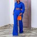 Women's Clothing Solid Color Long Sleeved Lapel Short Shirt Top Wide Leg Trousers Two Piece Suit_ecoleips.com