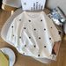 Women's Clothing Women's Heart Shaped Polka Dot Round Neck Short Sleeve T-Shirt Ice Silk Knitwear Summer Design_ecoleips.com