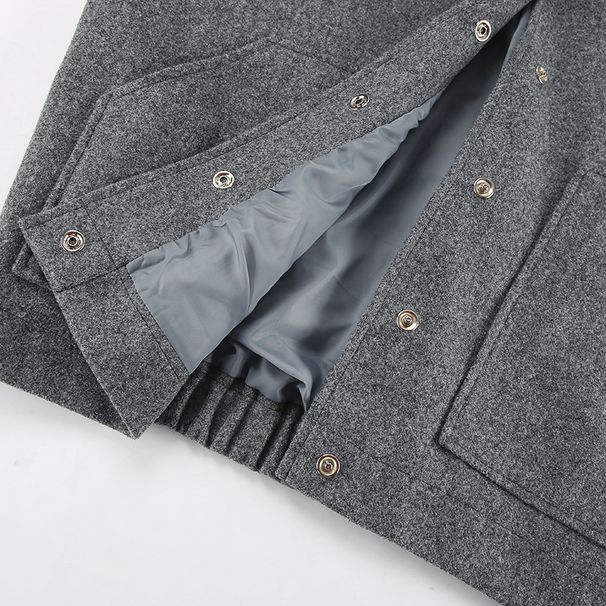Women’s Wool-Like Coat – Stand Collar Elegant Blazer For Fall/Winter (Classic Gray, S-XL) | Office & Casual Chic_ecoleips.com