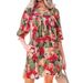 2026 Spring New Floral Print V-neck Women, European And American Retro Versatile Loose Knee-Length Short Dress For Women_ecoleips.com