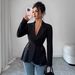 Women's Tailored A-Line Blazer With Contrast Lace Waist Detail For Office & Evening Wear_ecoleips.com