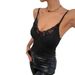 Women's Lace Lingerie Camisole, Sexy Low Back Slim Fit Strap Cami Top For Layering_ecoleips.com