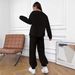 Women's Casual Trousers Long Sleeved Crew Neck Sweatshirt Set New York Print Drawstring Elastic Waist_ecoleips.com