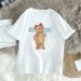 Dongdaemun Women's Short Sleeve T-Shirt Bear Print Versatile Base Layer Top for Summer Student Fashion_ecoleips.com
