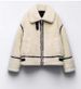 Women's Korean Style Fleece-Lined Faux Shearling Jacket Winter Casual Oversized Coat With Stand Collar - White_ecoleips.com