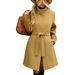 Women's Retro Solid Color Button Stand Collar Woolen Coat Autumn Winter Style Outerwear_ecoleips.com