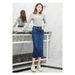 Exclusive Cross-border Sales, European American Style 2024 Summer-autumn Slim-fit High-waisted Stretch Denim Skirt For_ecoleips.com